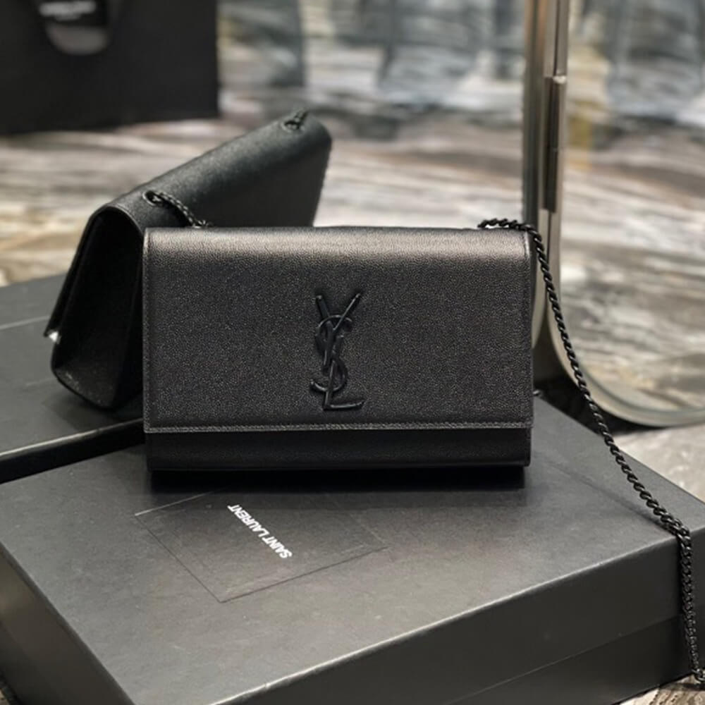 KATE MEDIUM CHAIN BAG IN GRAIN DE POUDRE EMBOSSED LEATHER