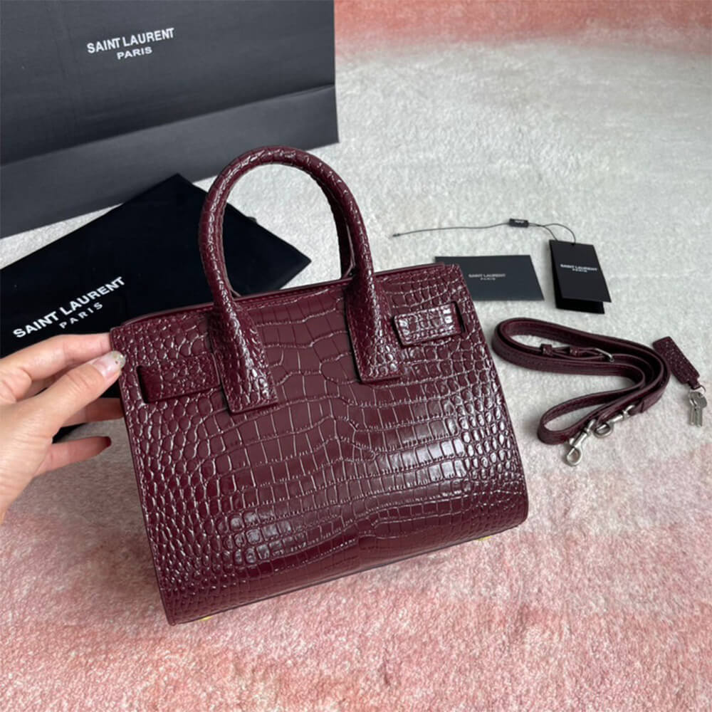 YSL SAC DE JOUR NANO IN EMBOSSED CROCODILE SHINY LEATHER