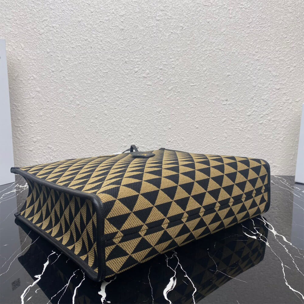 Large Prada Symbole jacquard fabric handbag