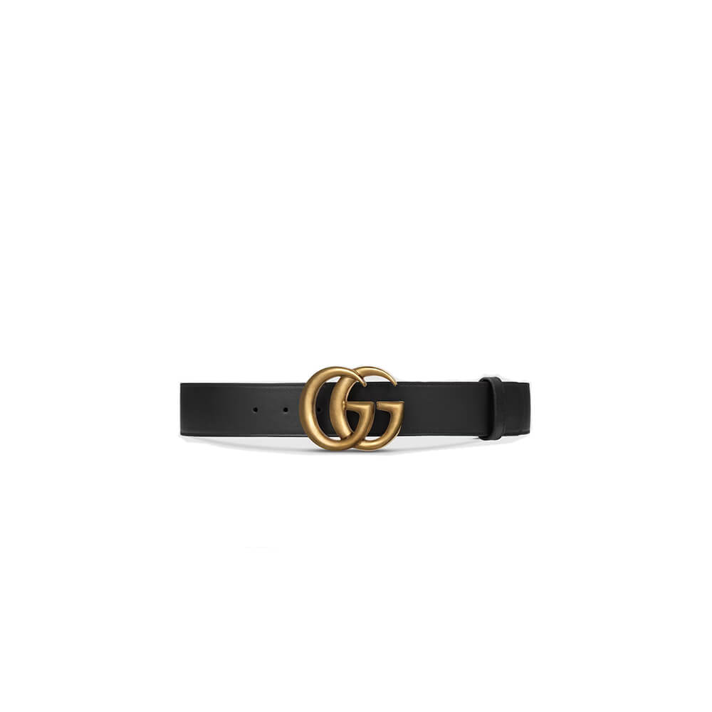 LEATHER BELT WITH DOUBLE G BUCKLE