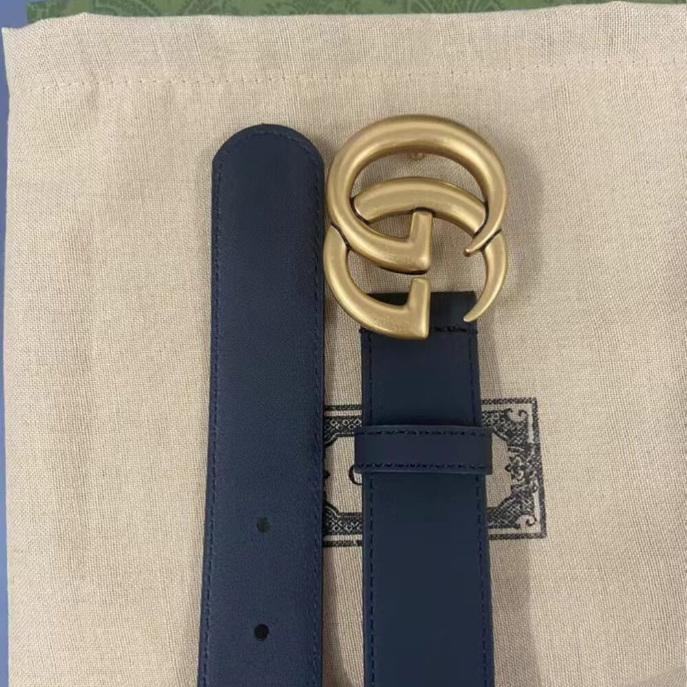 LEATHER BELT WITH DOUBLE G BUCKLE