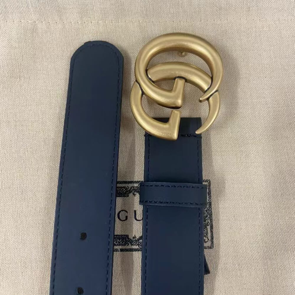 LEATHER BELT WITH DOUBLE G BUCKLE