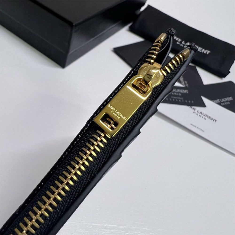 YSL CASSANDRE MATELASSÉ FRAGMENTS ZIPPED CARD CASE(HIGH-END GRADE)