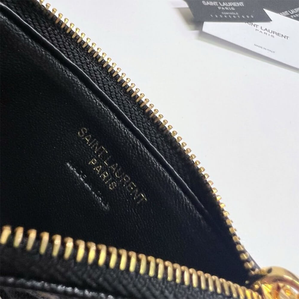 YSL CASSANDRE MATELASSÉ FRAGMENTS ZIPPED CARD CASE(HIGH-END GRADE)