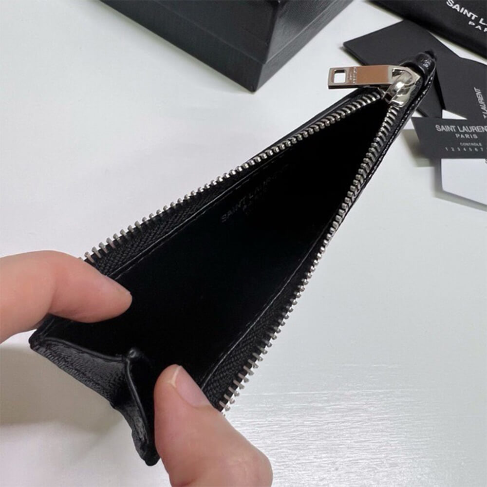 YSL CASSANDRE MATELASSÉ FRAGMENTS ZIPPED CARD CASE(HIGH-END GRADE)