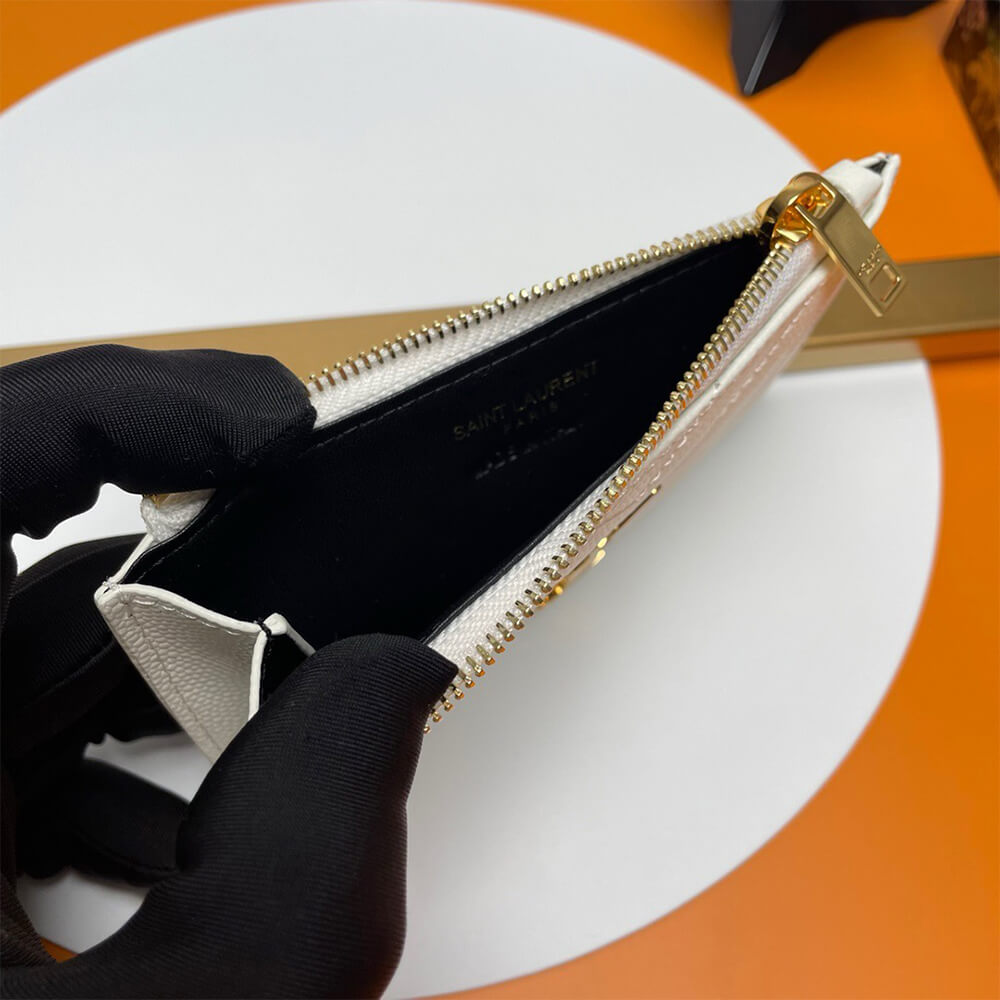 YSL CASSANDRE MATELASSÉ FRAGMENTS ZIPPED CARD CASE(HIGH-END GRADE)