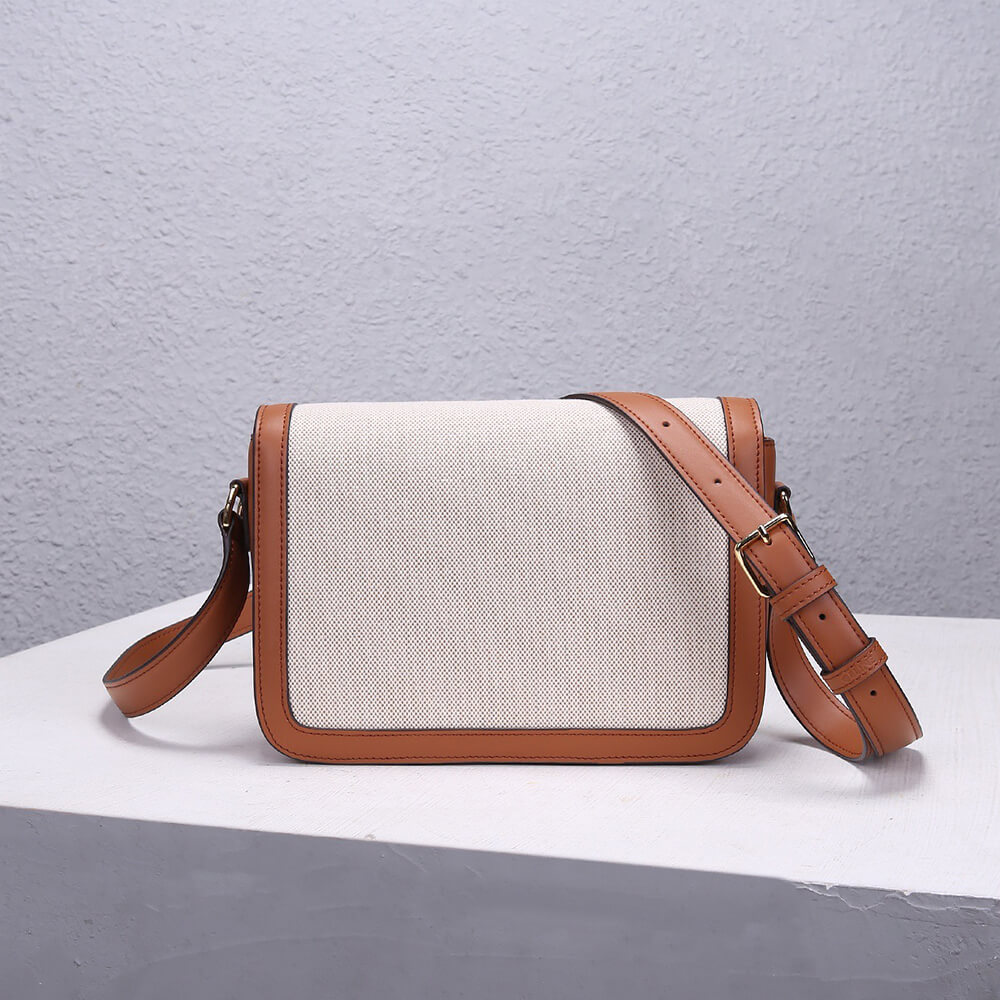CELINE CLASSIQUE TRIOMPHE BAG IN TRIOMPHE CANVAS AND CALFSKIN