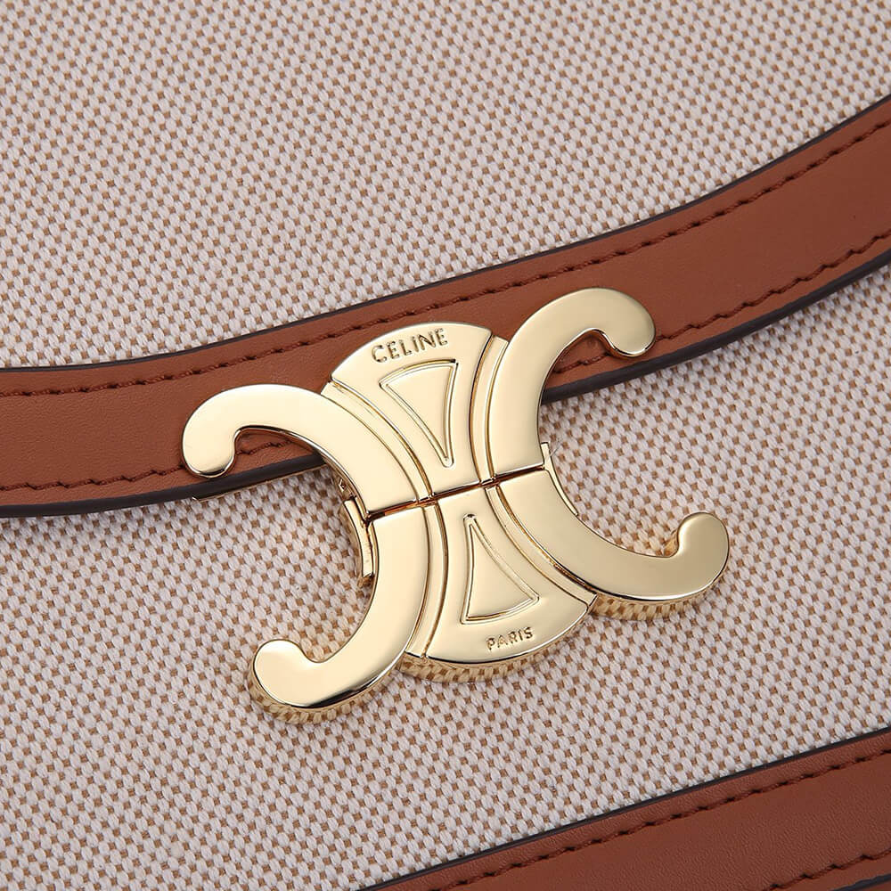 CELINE CLASSIQUE TRIOMPHE BAG IN TRIOMPHE CANVAS AND CALFSKIN