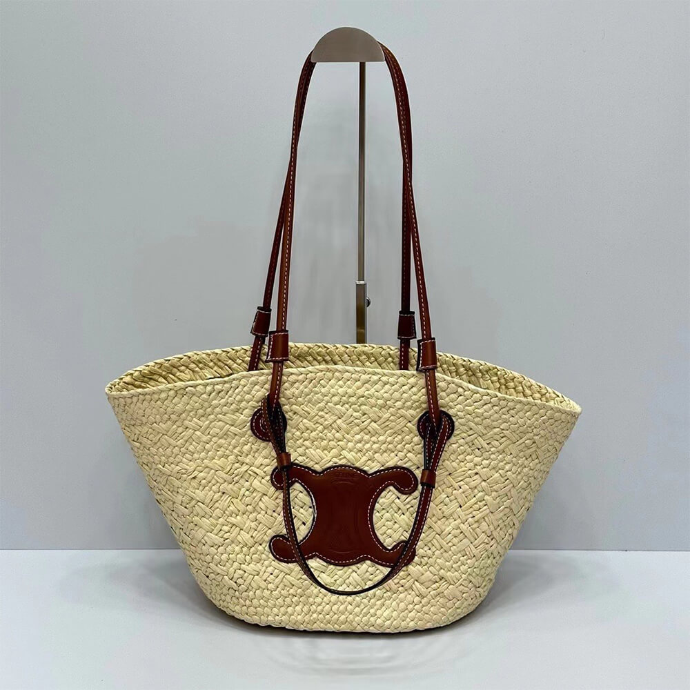 CELINE CLASSIC RAFFIA AND CALFSKIN
