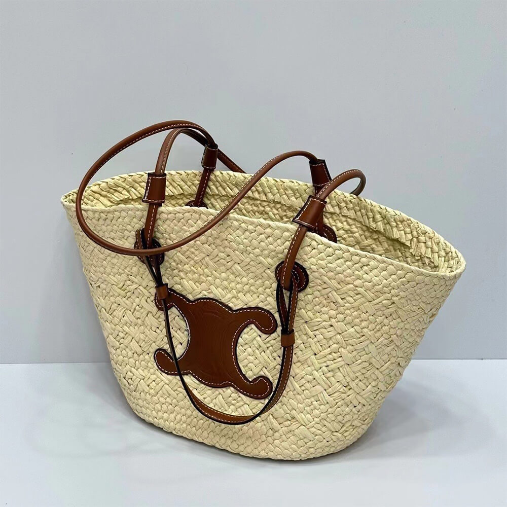 CELINE CLASSIC RAFFIA AND CALFSKIN