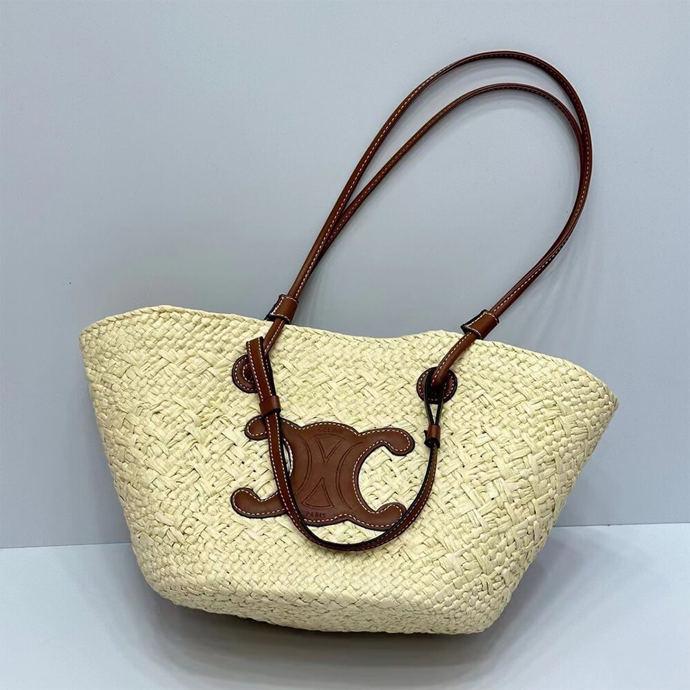 CELINE CLASSIC RAFFIA AND CALFSKIN