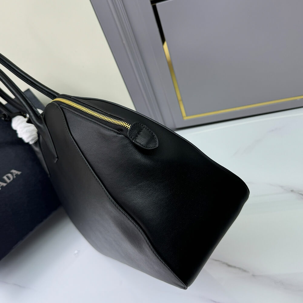 Prada Large leather tote bag with zipper closure(high-end grade)