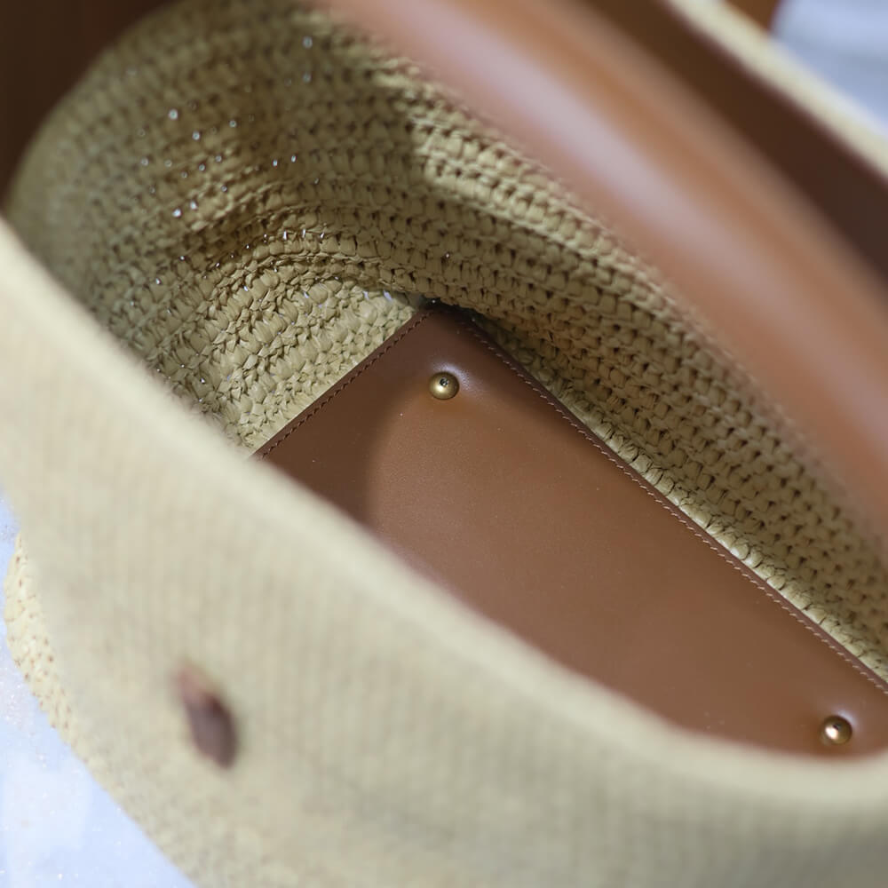 YSL LE 37 IN WOVEN RAFFIA AND VEGETABLE-TANNED LEATHER(HIGH-END GRADE)