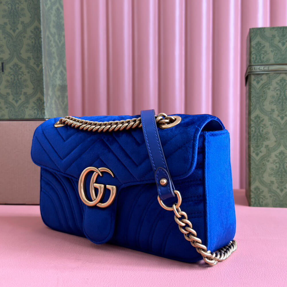 GG Velvet Small Marmont shoulder bag