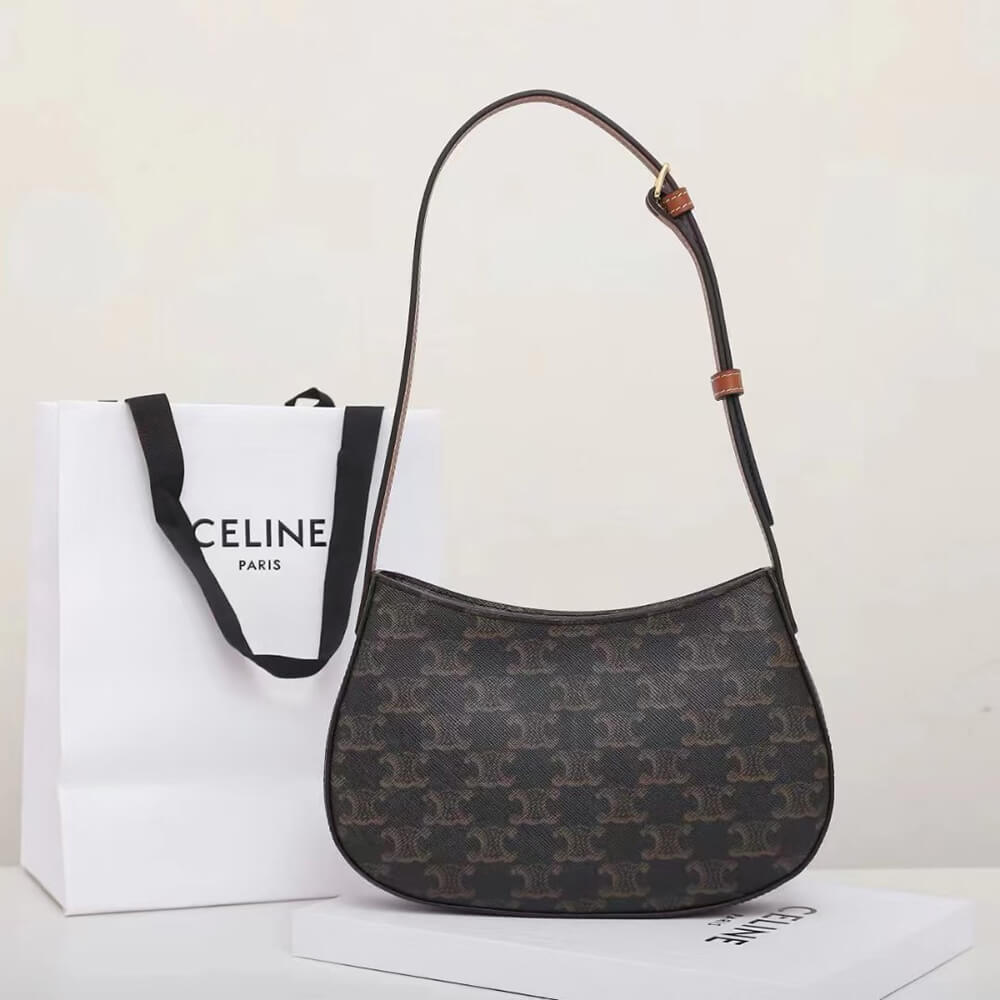 CELINE MEDIUM TILLY BAG in Triomphe canvas and calfskin