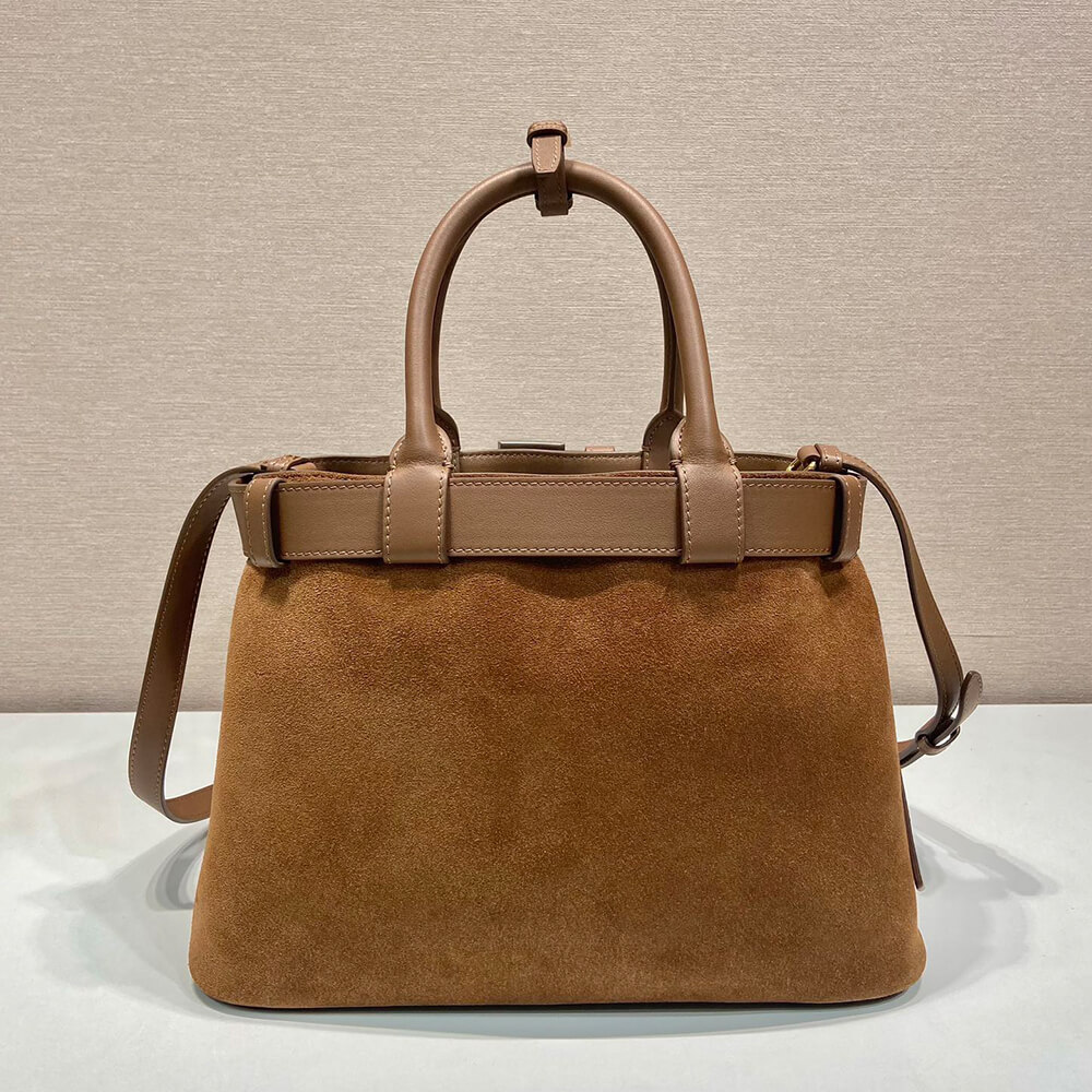 Prada Buckle small suede handbag with belt(high-end grade)