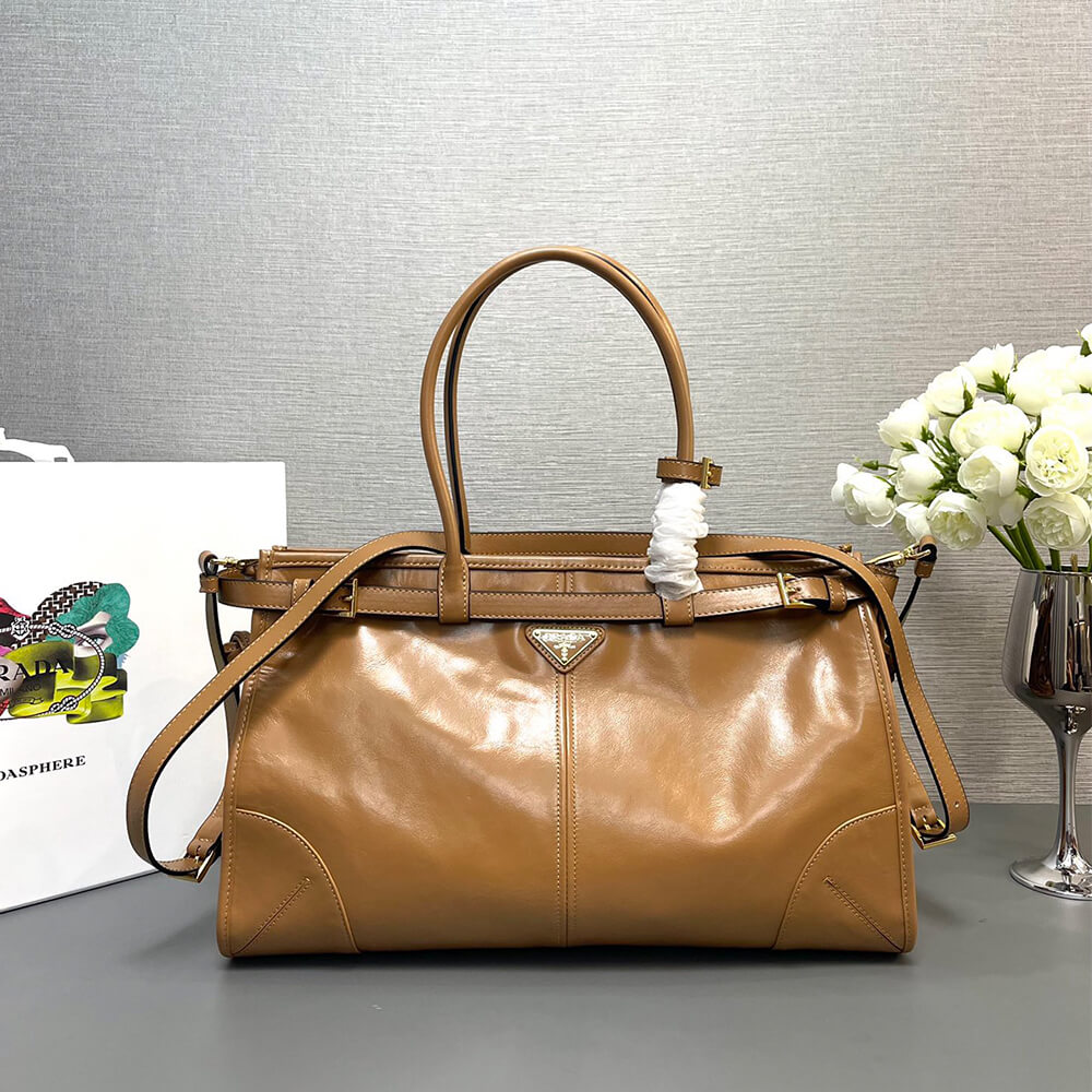 Prada Large leather handbag(high-end grade)