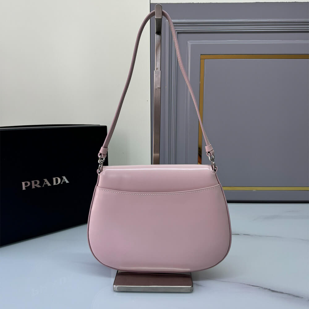 Small Prada Cleo brushed leather shoulder bag with flap