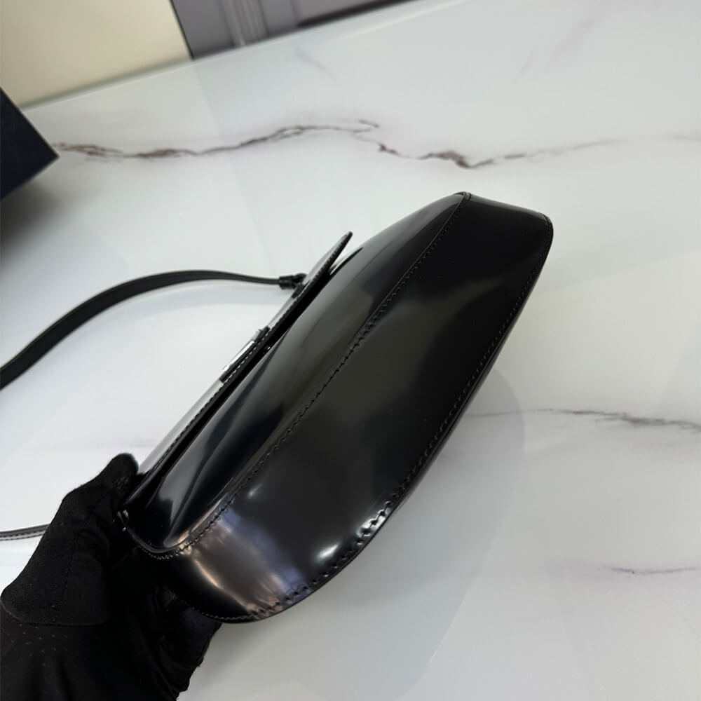 Small Prada Cleo brushed leather shoulder bag with flap