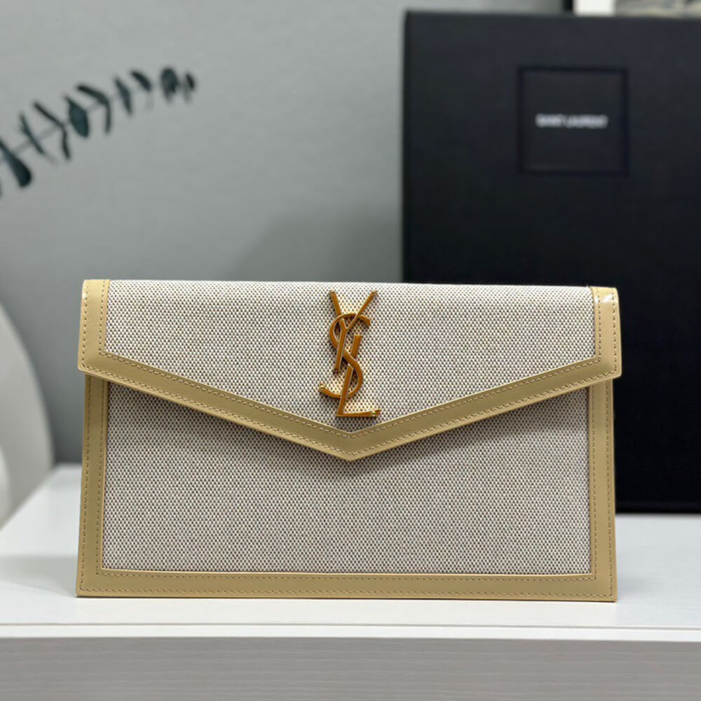 YSL uptown pouch in canvas and leather