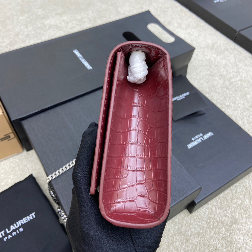 YSL kate medium tassel in crocodile-embossed leather