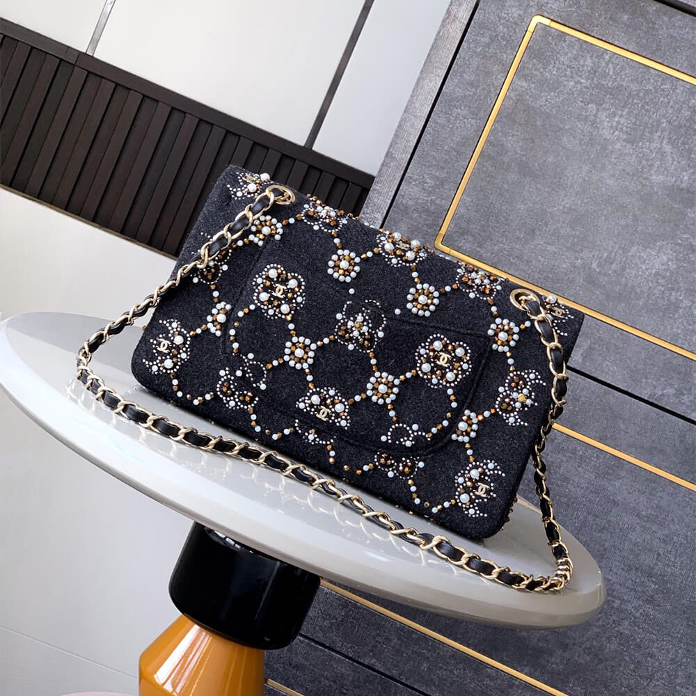 CHANEL Pearl Classic Double Flap Handbag(HIGH-END GRADE)