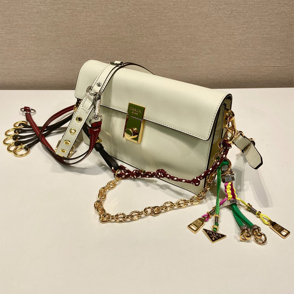 Prada Soft Sound small leather shoulder bag with charms(high-end grade)
