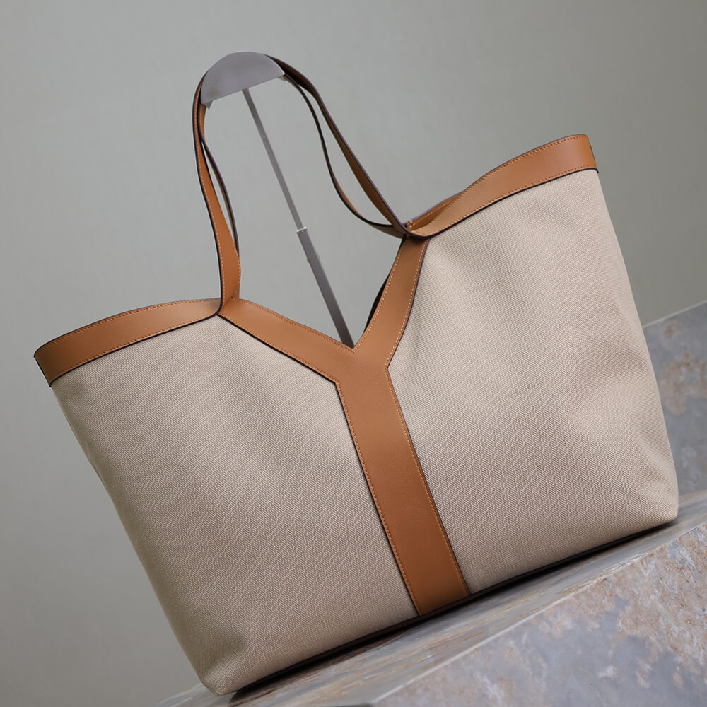 YSL Y TOTE IN CANVAS AND LEATHER(HIGH-END GRADE)