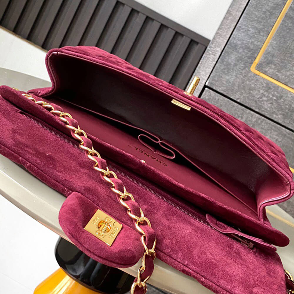 CHANEL Suede Classic Double Flap Handbag(HIGH-END GRADE)