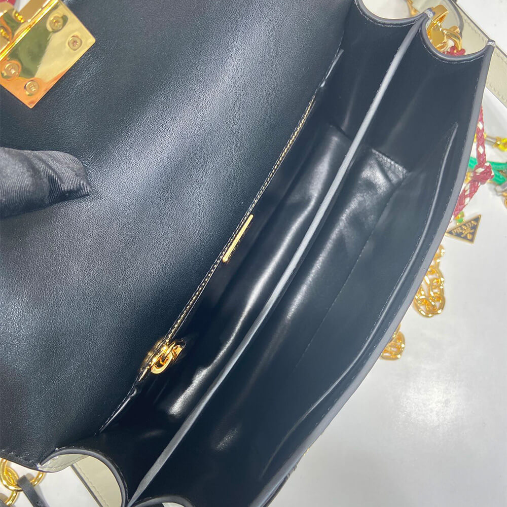 Prada Soft Sound small leather shoulder bag with charms(high-end grade)
