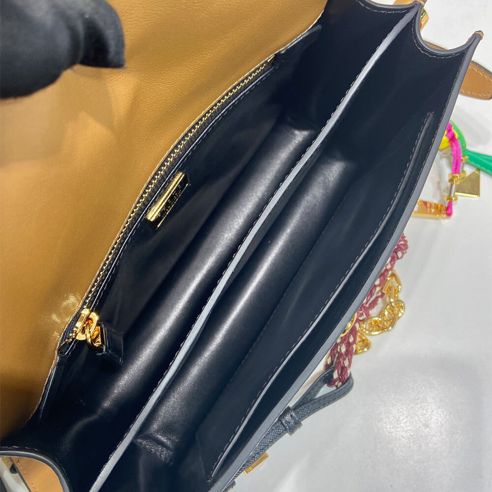 Prada Soft Sound small leather shoulder bag with charms(high-end grade)