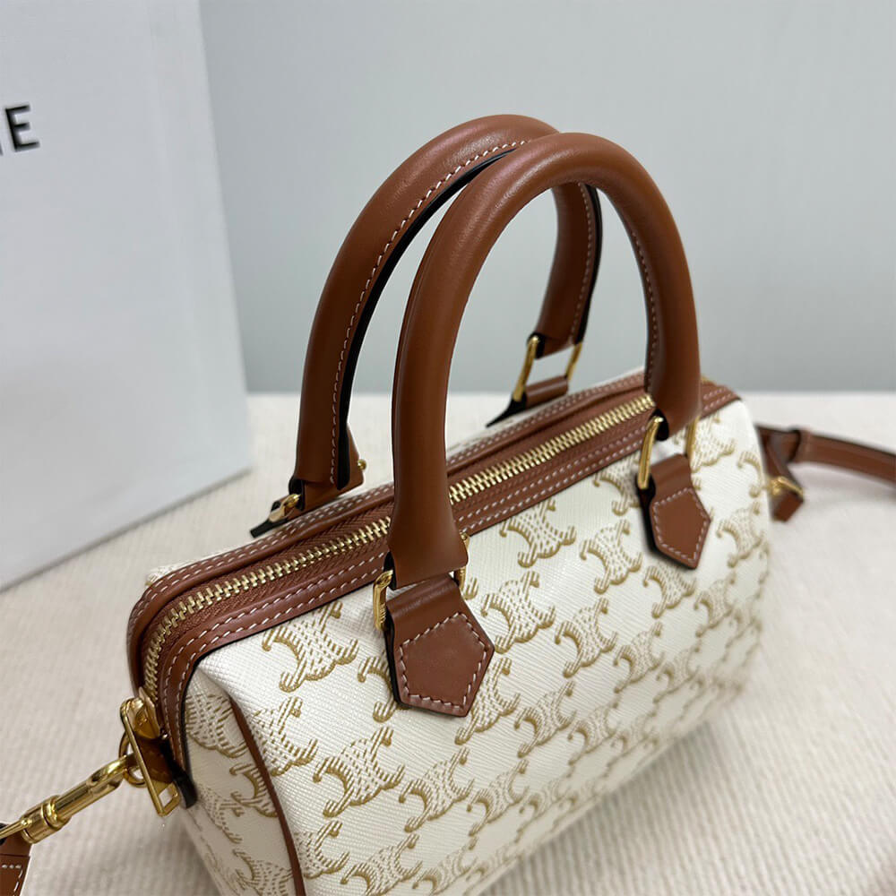 CELINE Small Boston IN Triomphe Canvas and calfskin