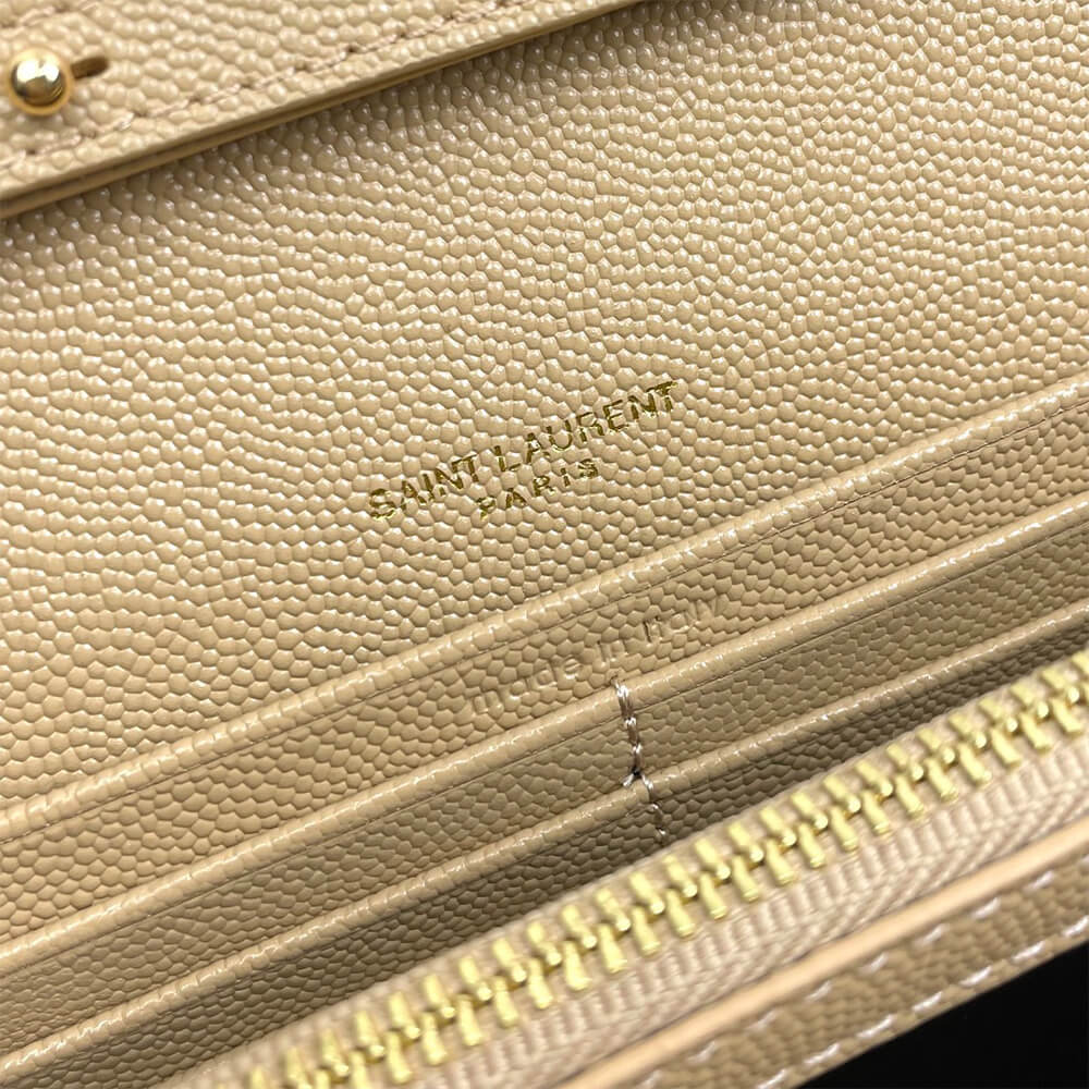 YSL classic cassandre chain wallet in grain de poudre leather