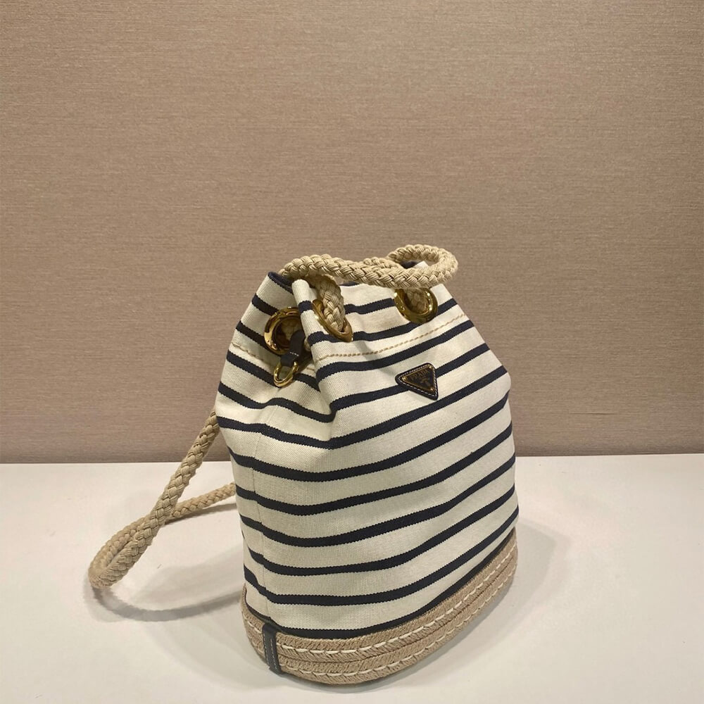 Prada Mariner small striped fabric bucket bag